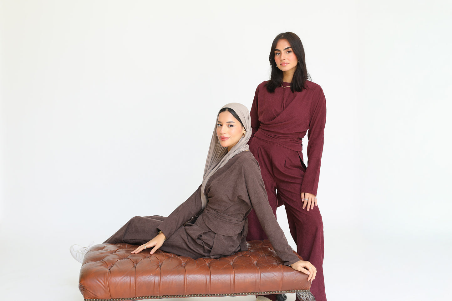 The wrap set in burgundy