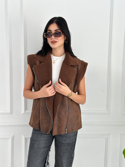 Faux leather vest