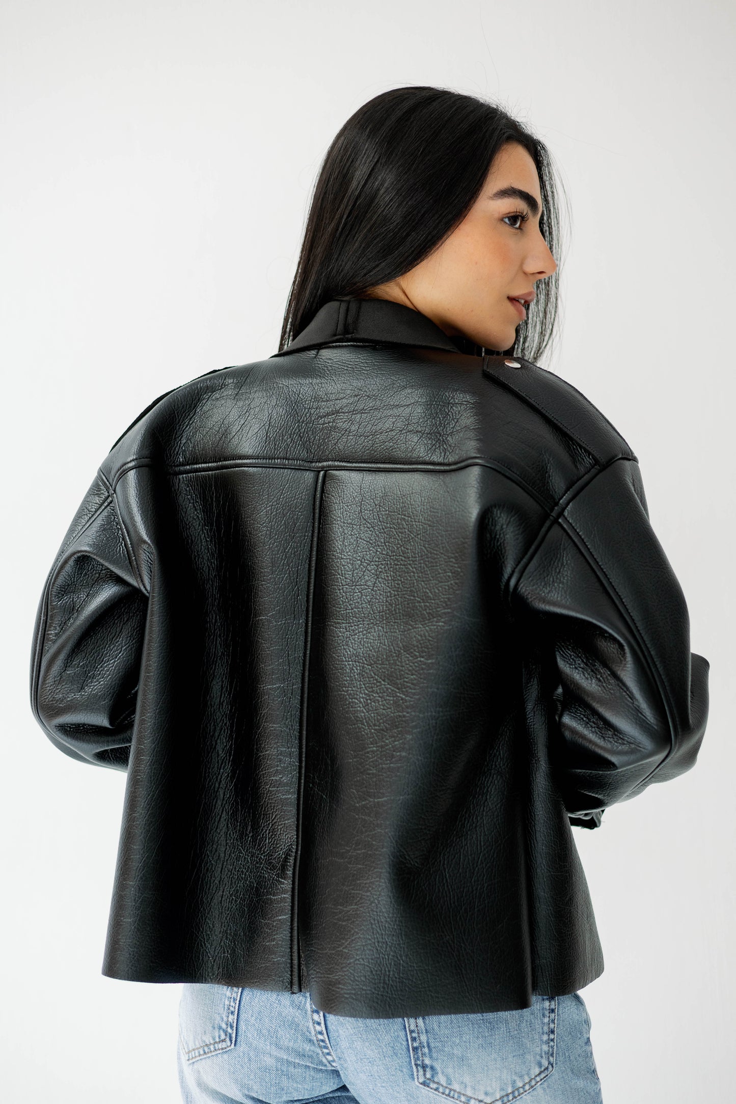 Suede Wrap Leather Jacket In Black