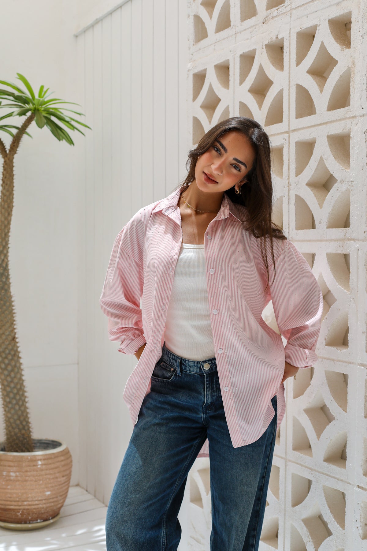 Stardust stripe shirt in pink
