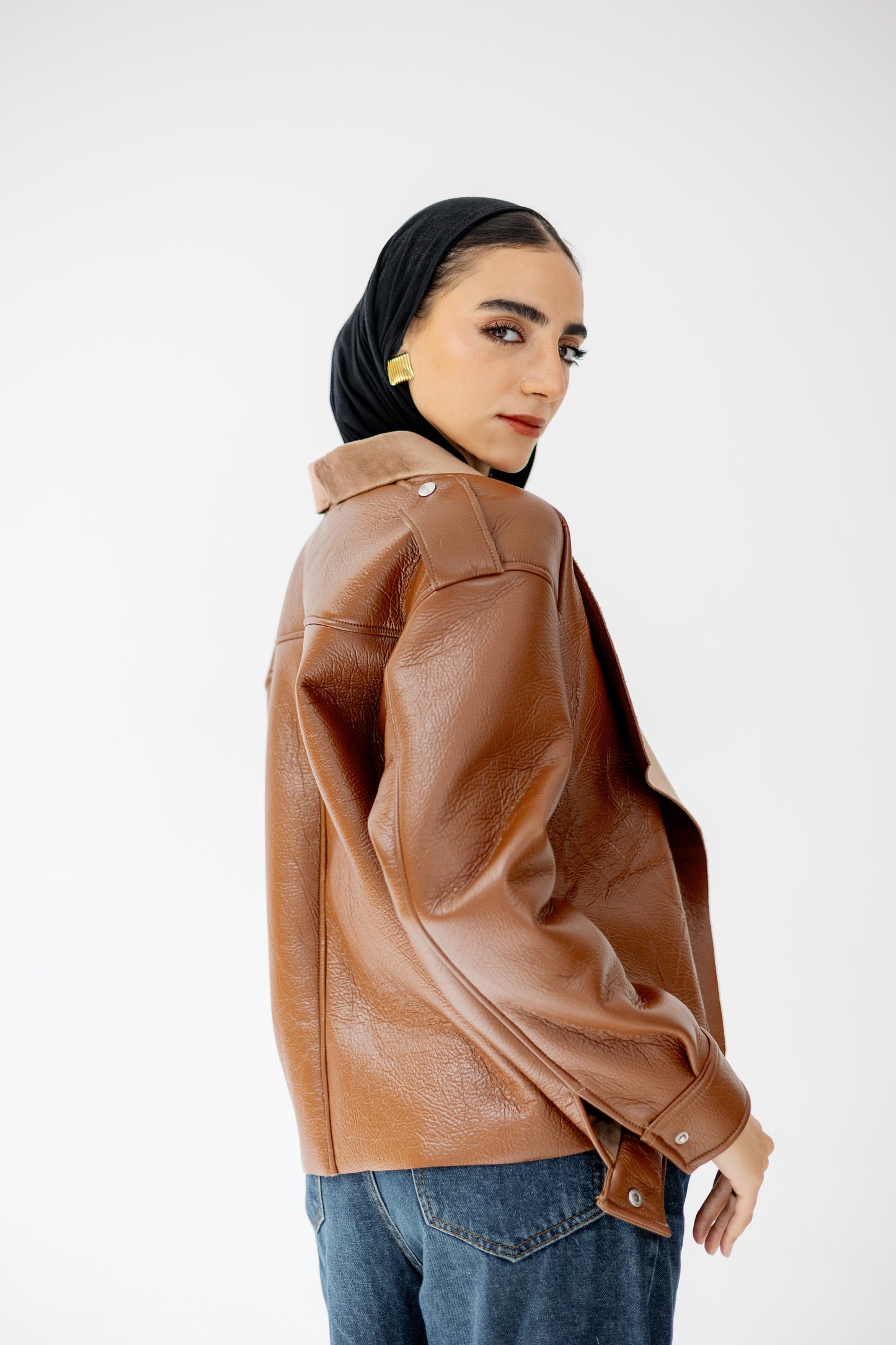Suede Wrap Leather Jacket In Camel