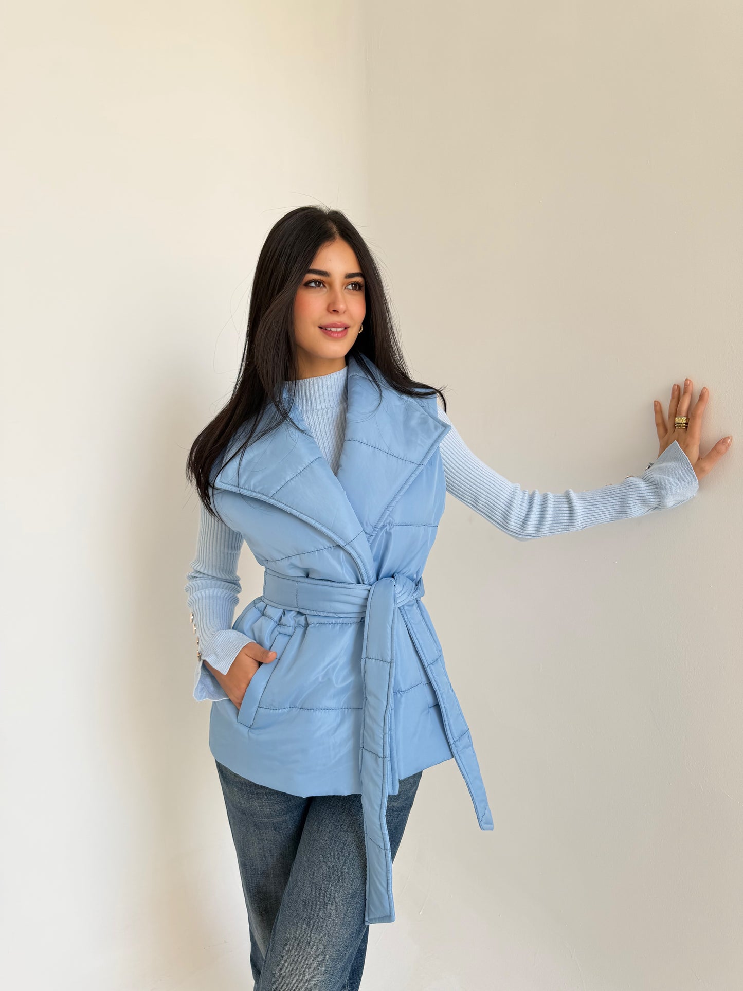 Puffer vest in sky