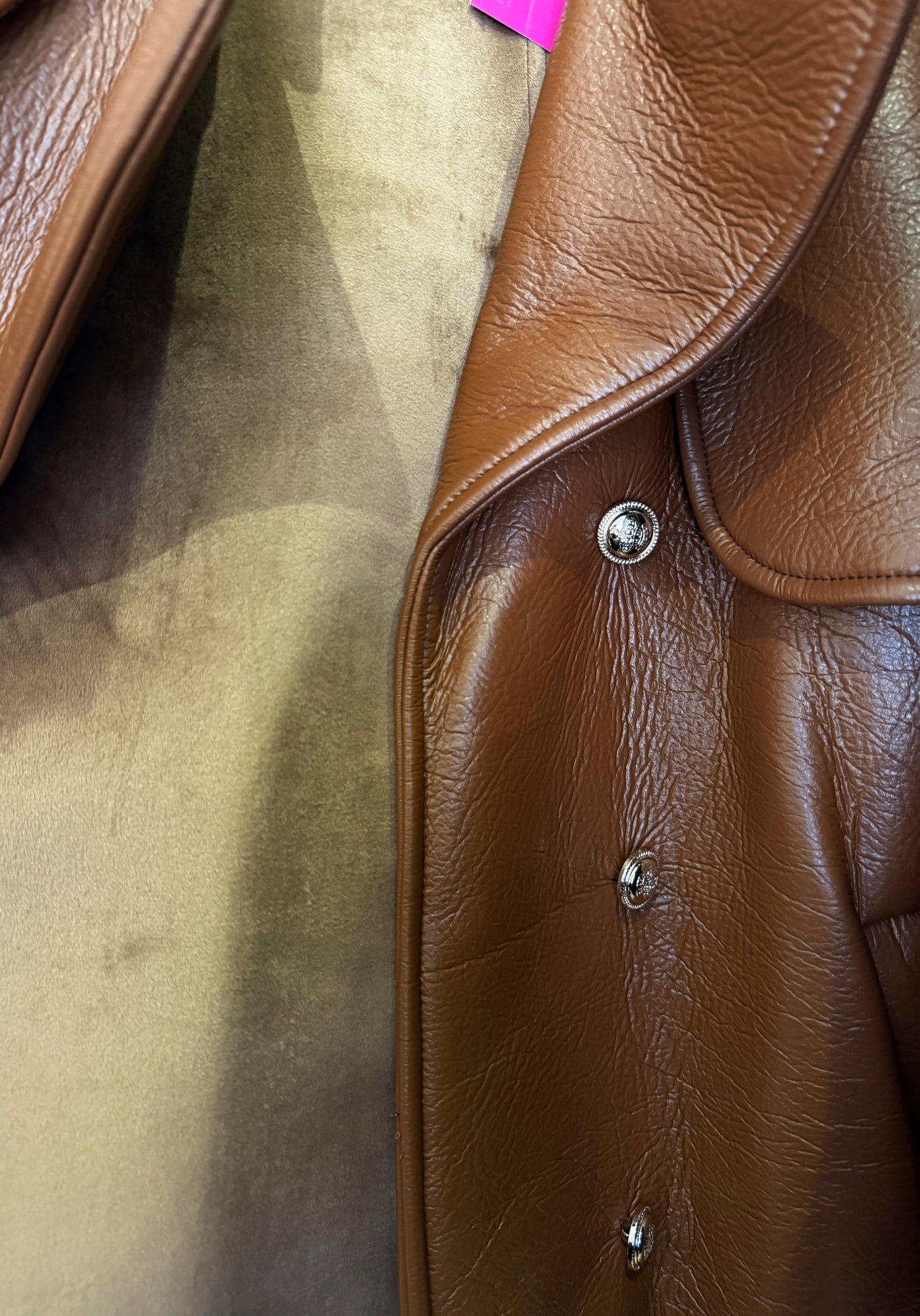 Leather vest padded suede in camel