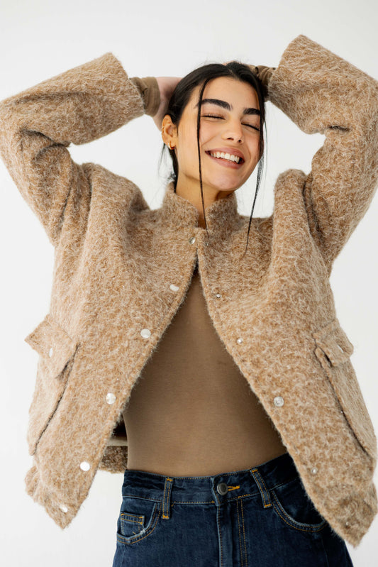 The Luxe Teddy Bouclé in caramel