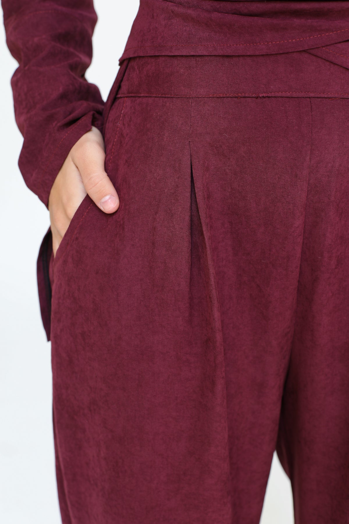 The wrap set in burgundy