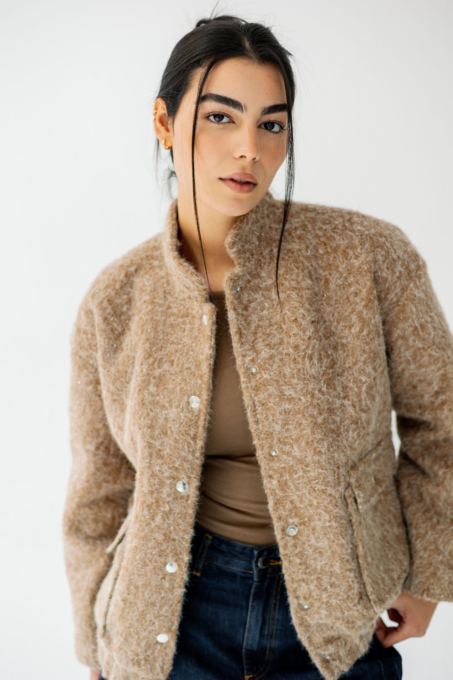 The Luxe Teddy Bouclé in caramel