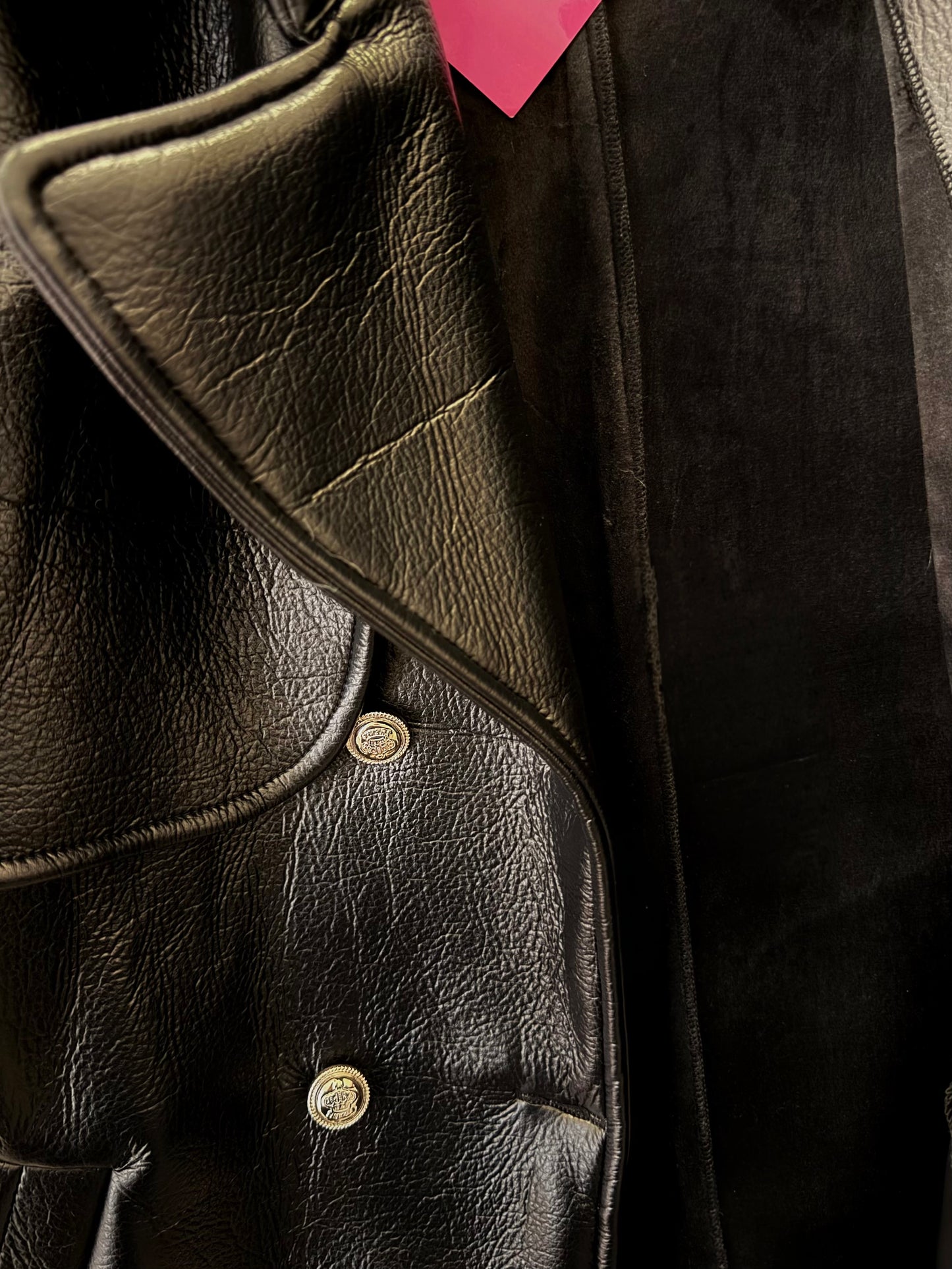 Leather vest padded suede in black