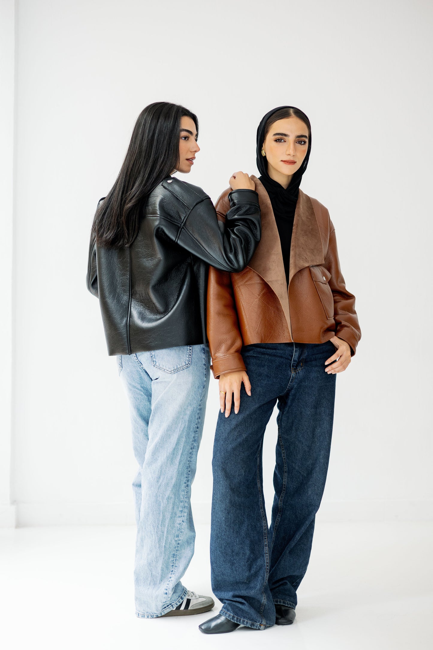 Suede Wrap Leather Jacket In Black