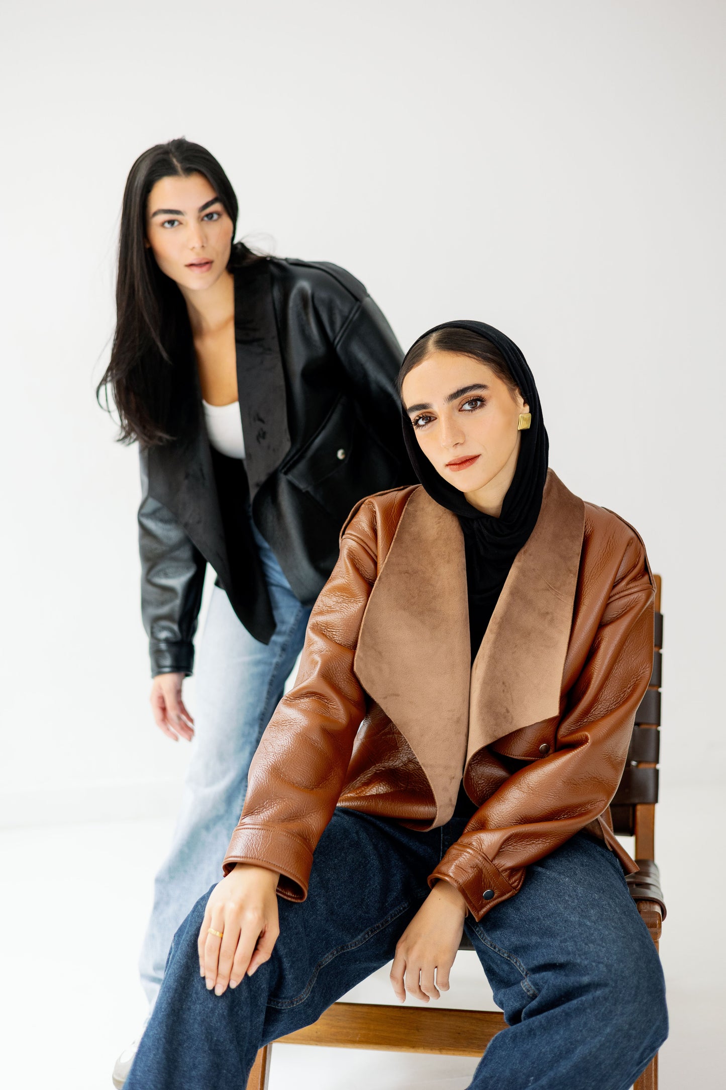 Suede Wrap Leather Jacket In Camel