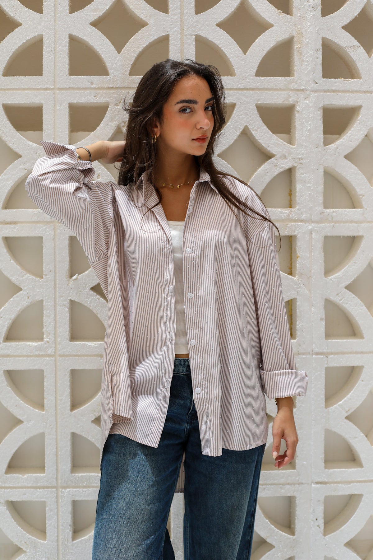 Stardust stripe shirt in beige