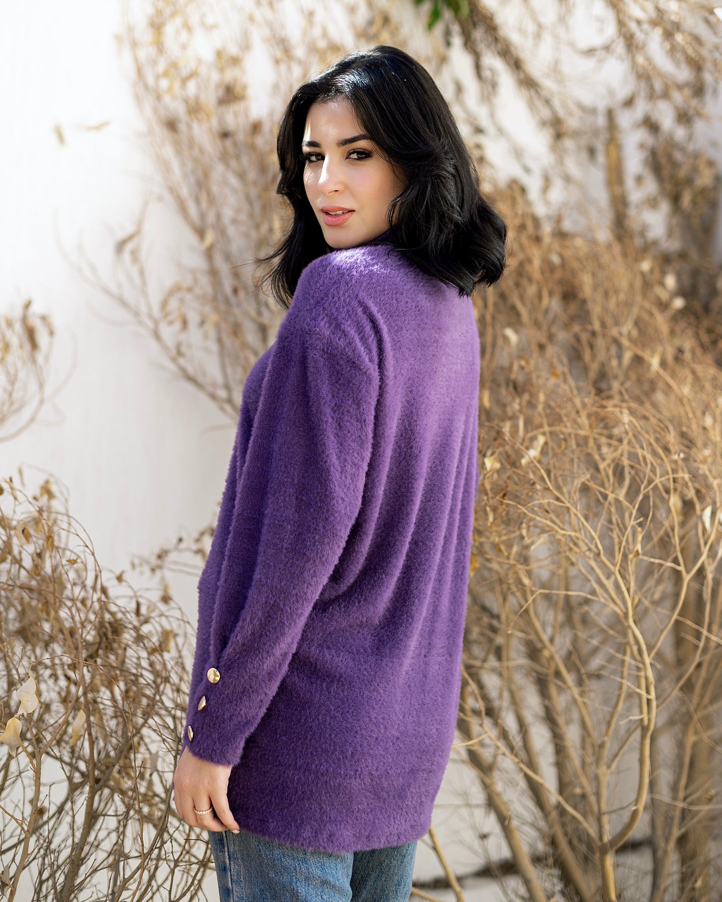 Heavy fuzzy sweater in purple