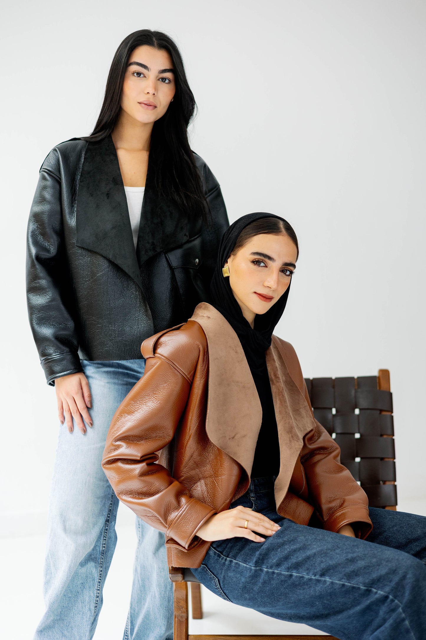 Suede Wrap Leather Jacket In Black