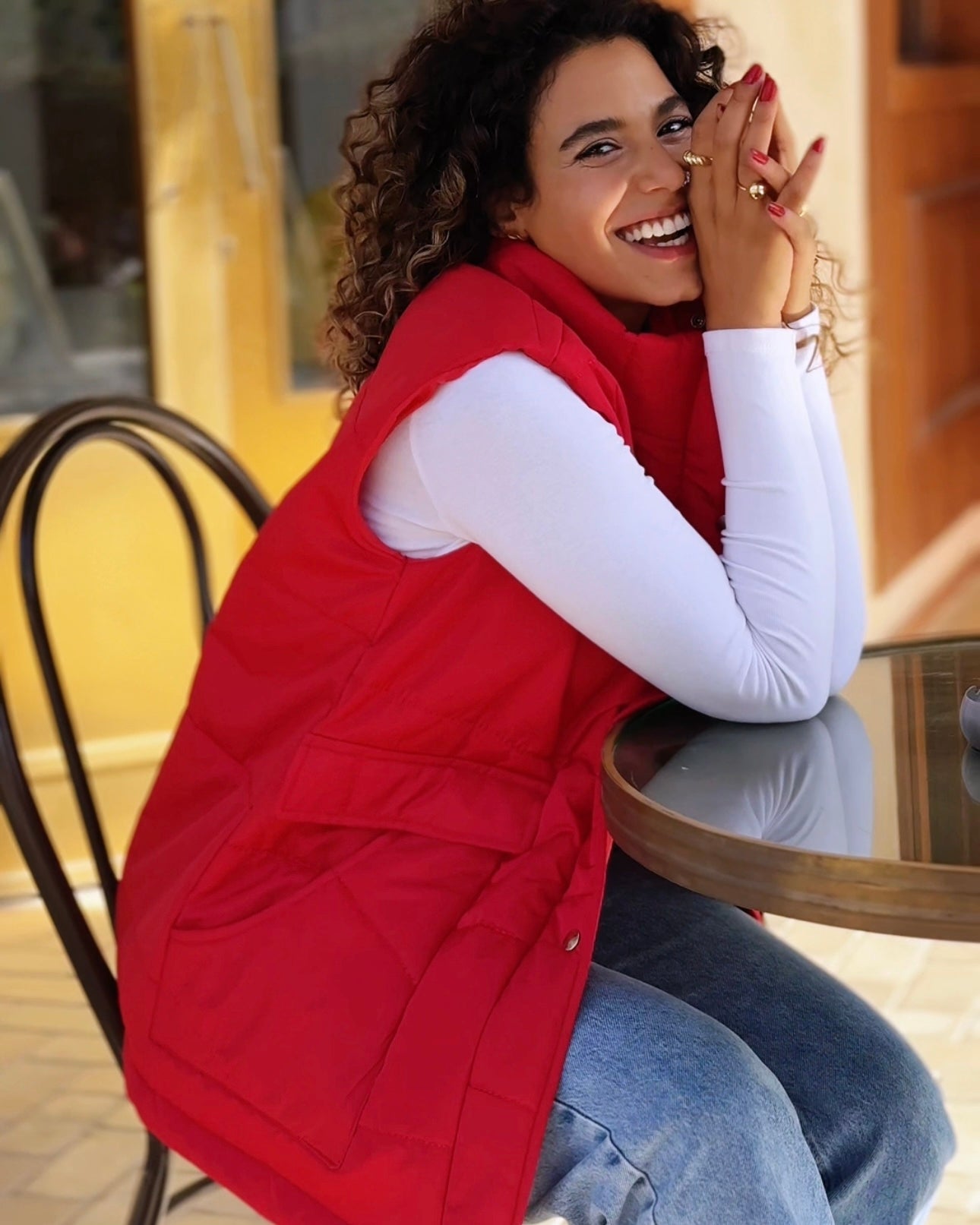 Puffer vest in red