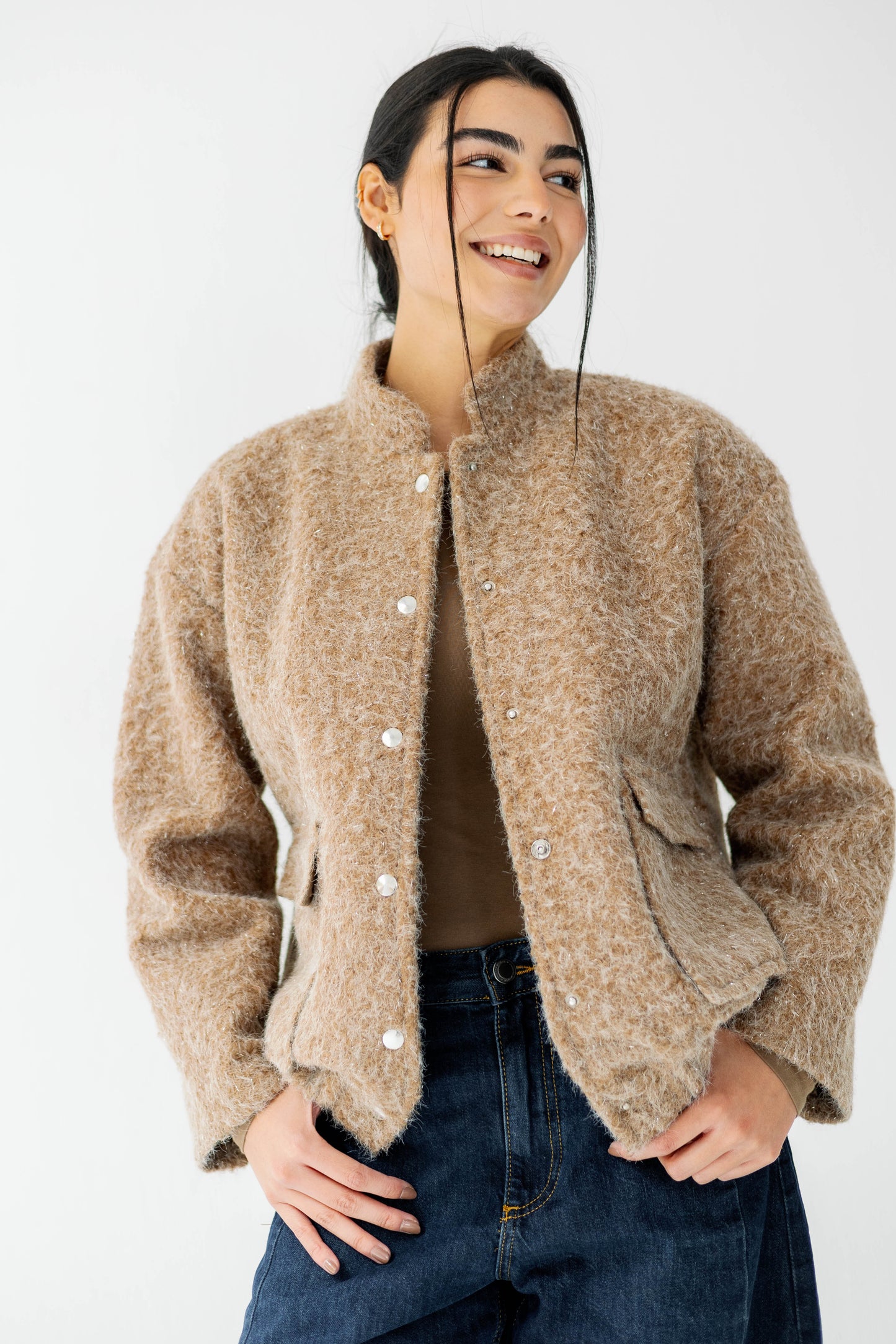 The Luxe Teddy Bouclé in caramel