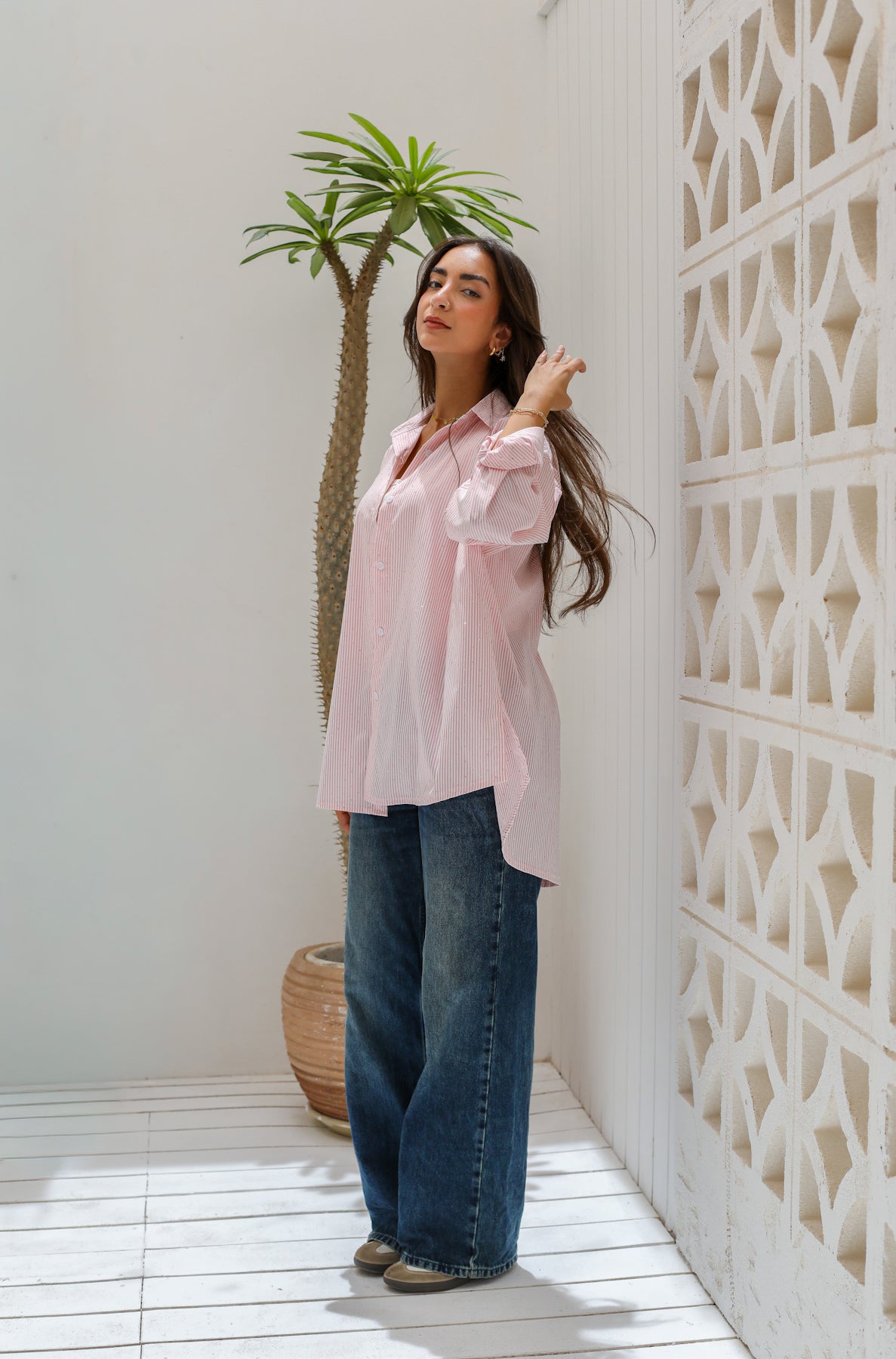 Stardust stripe shirt in pink