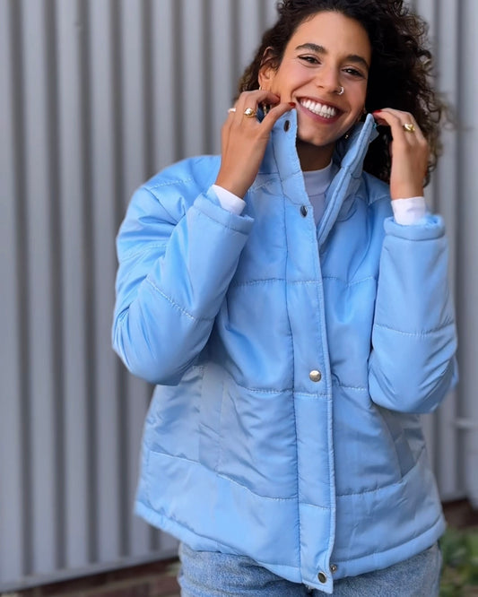 Puffer jacket in baby blue