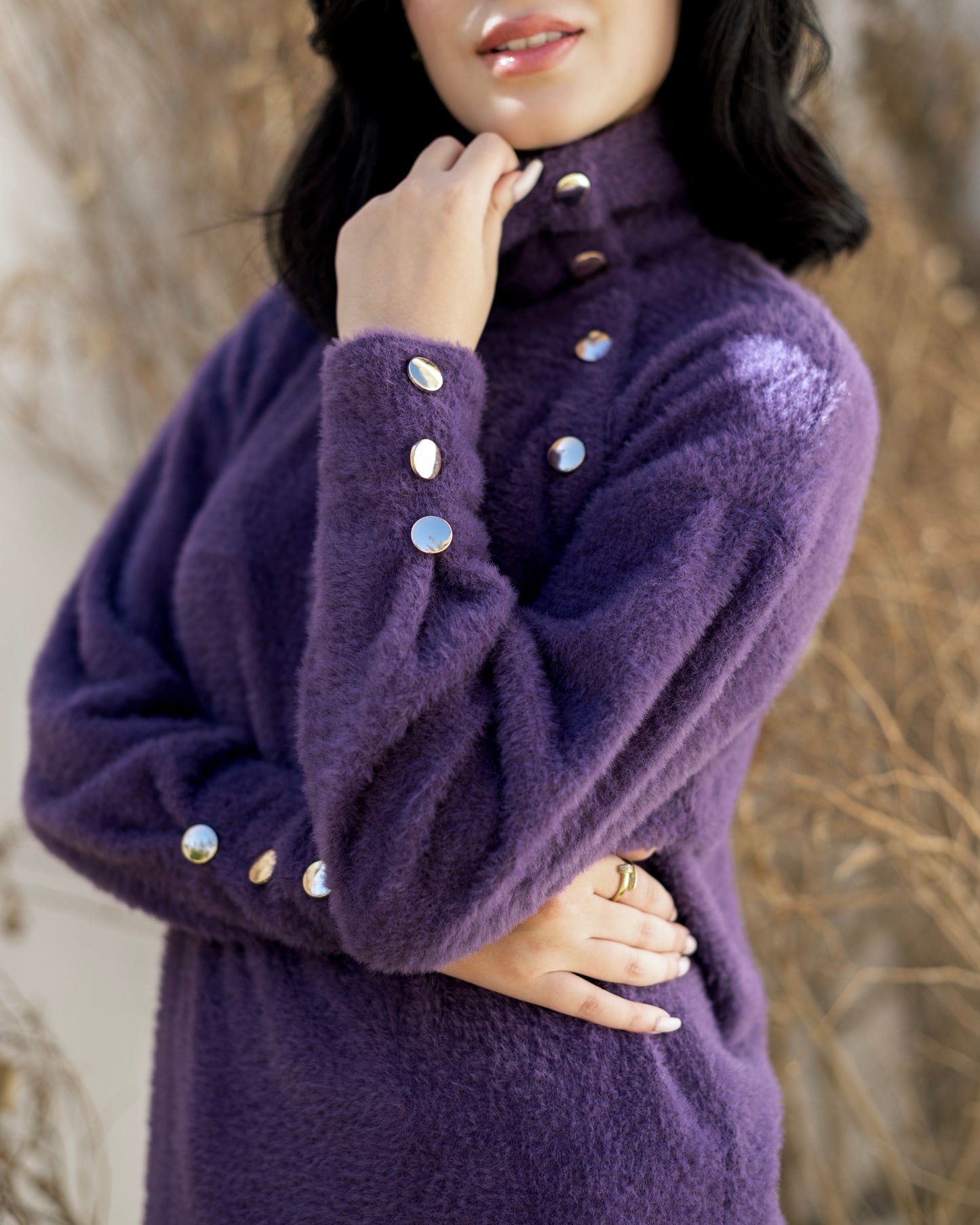 Heavy fuzzy sweater in purple