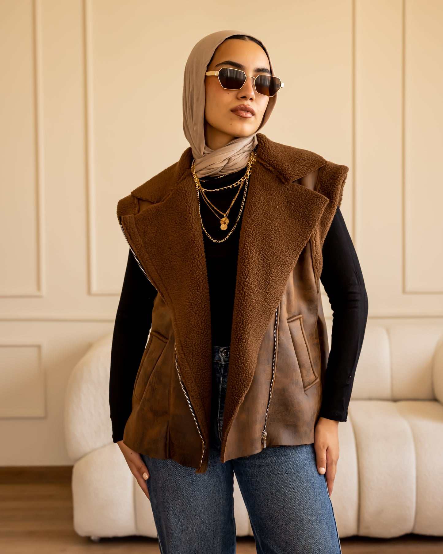 Faux leather vest