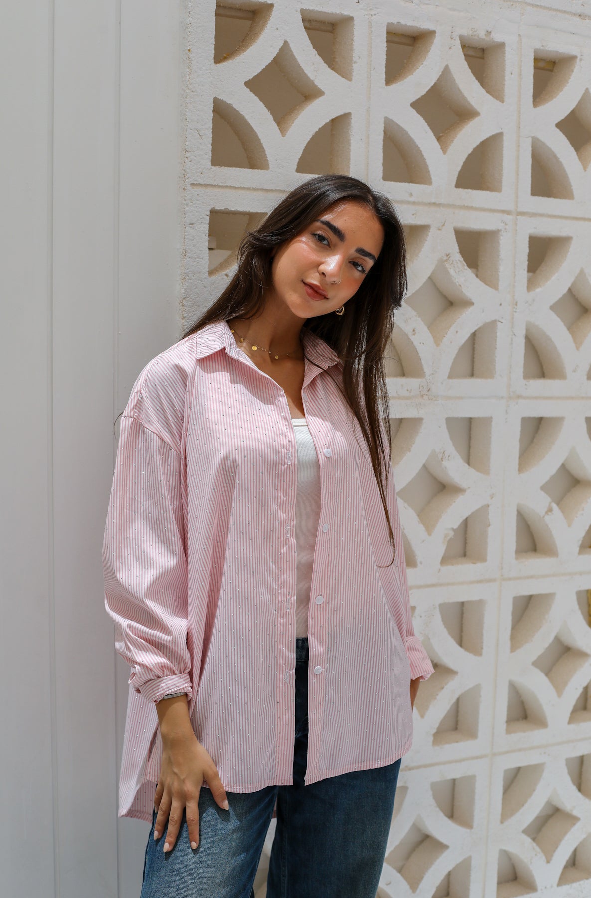 Stardust stripe shirt in pink