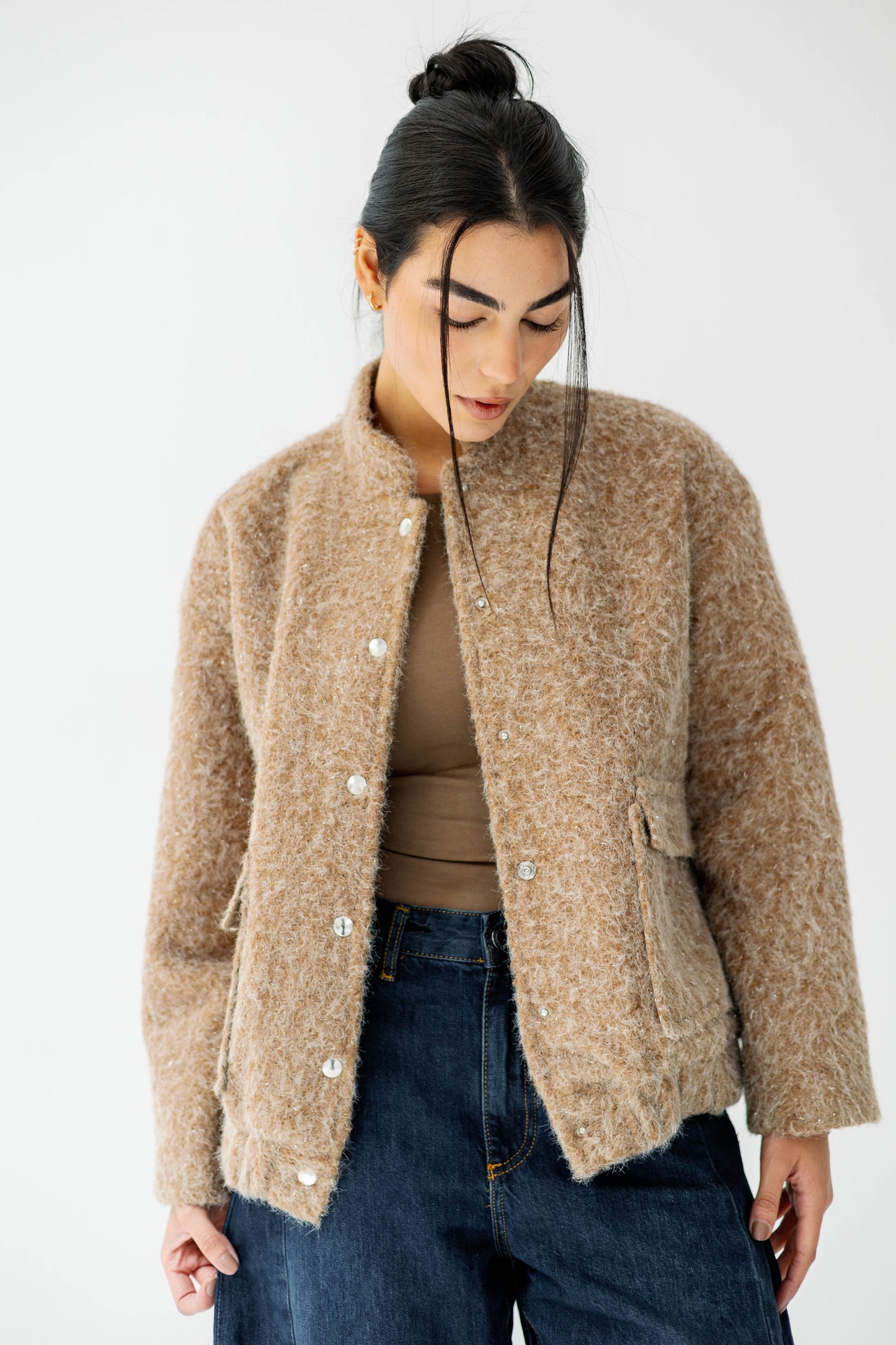 The Luxe Teddy Bouclé in caramel