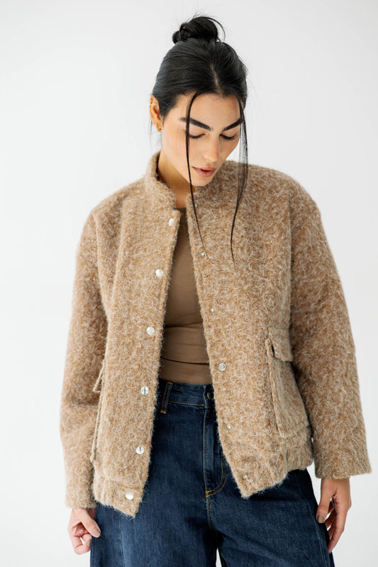 The Luxe Teddy Bouclé in caramel