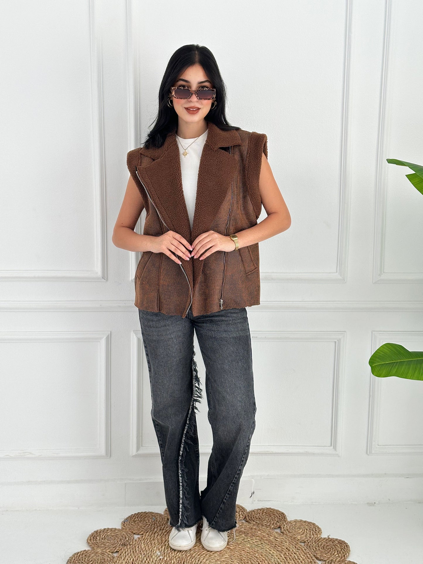 Faux leather vest