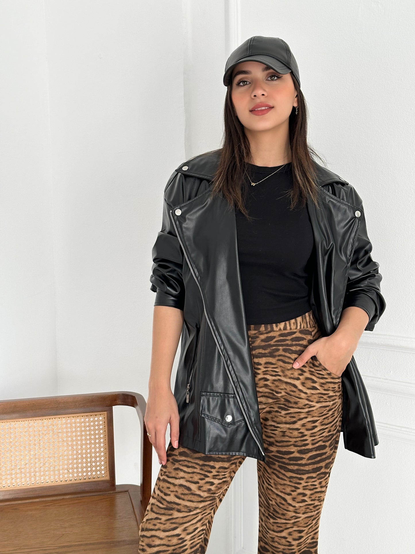 Leopard suede pants