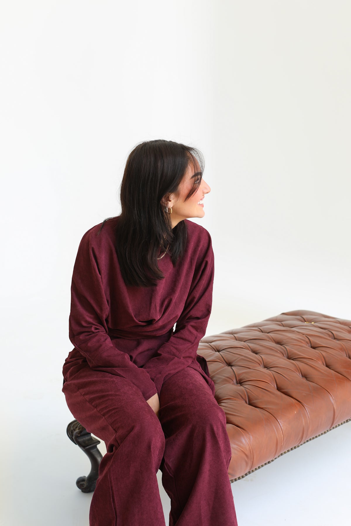 The wrap set in burgundy