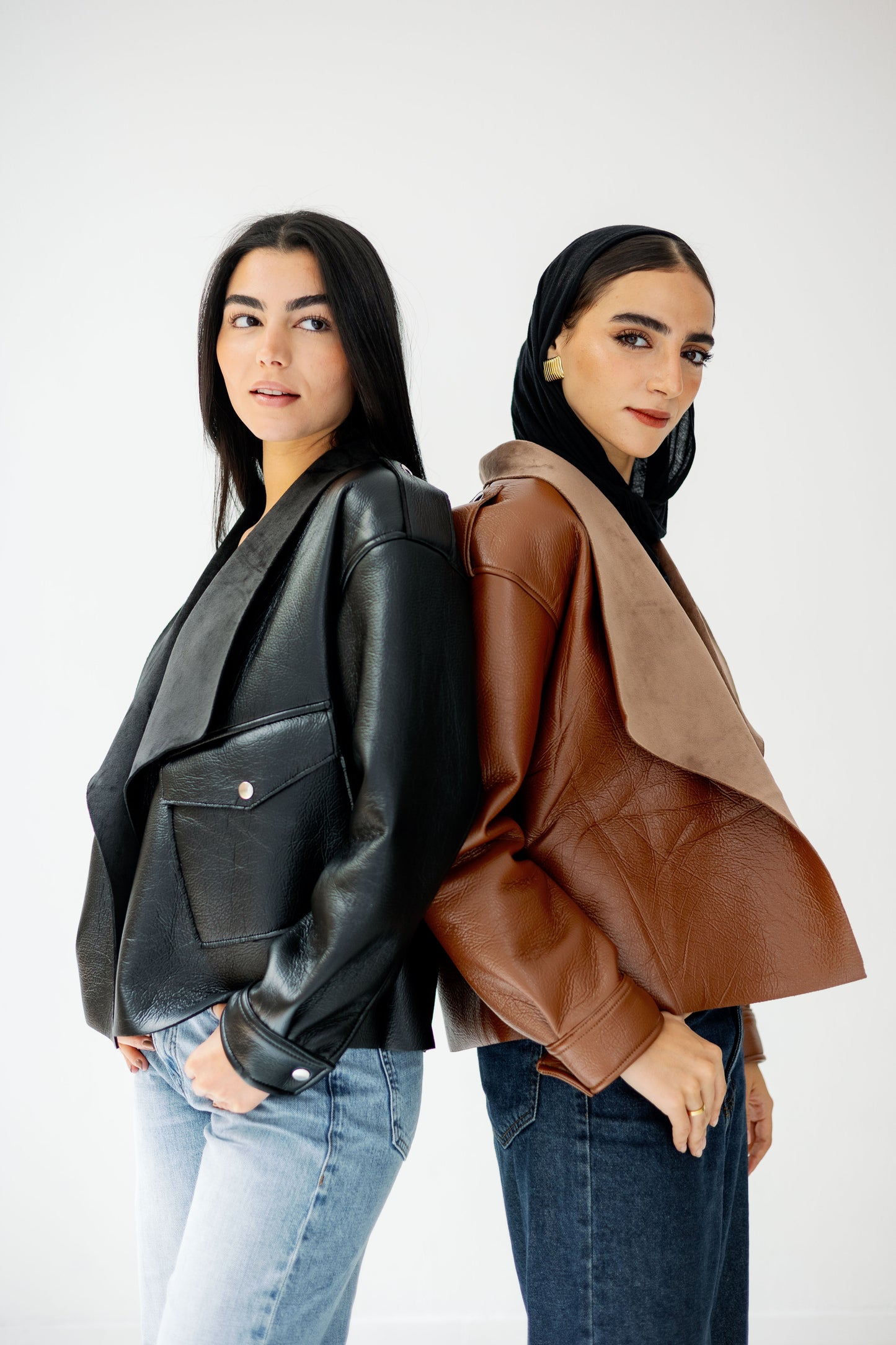Suede Wrap Leather Jacket In Black
