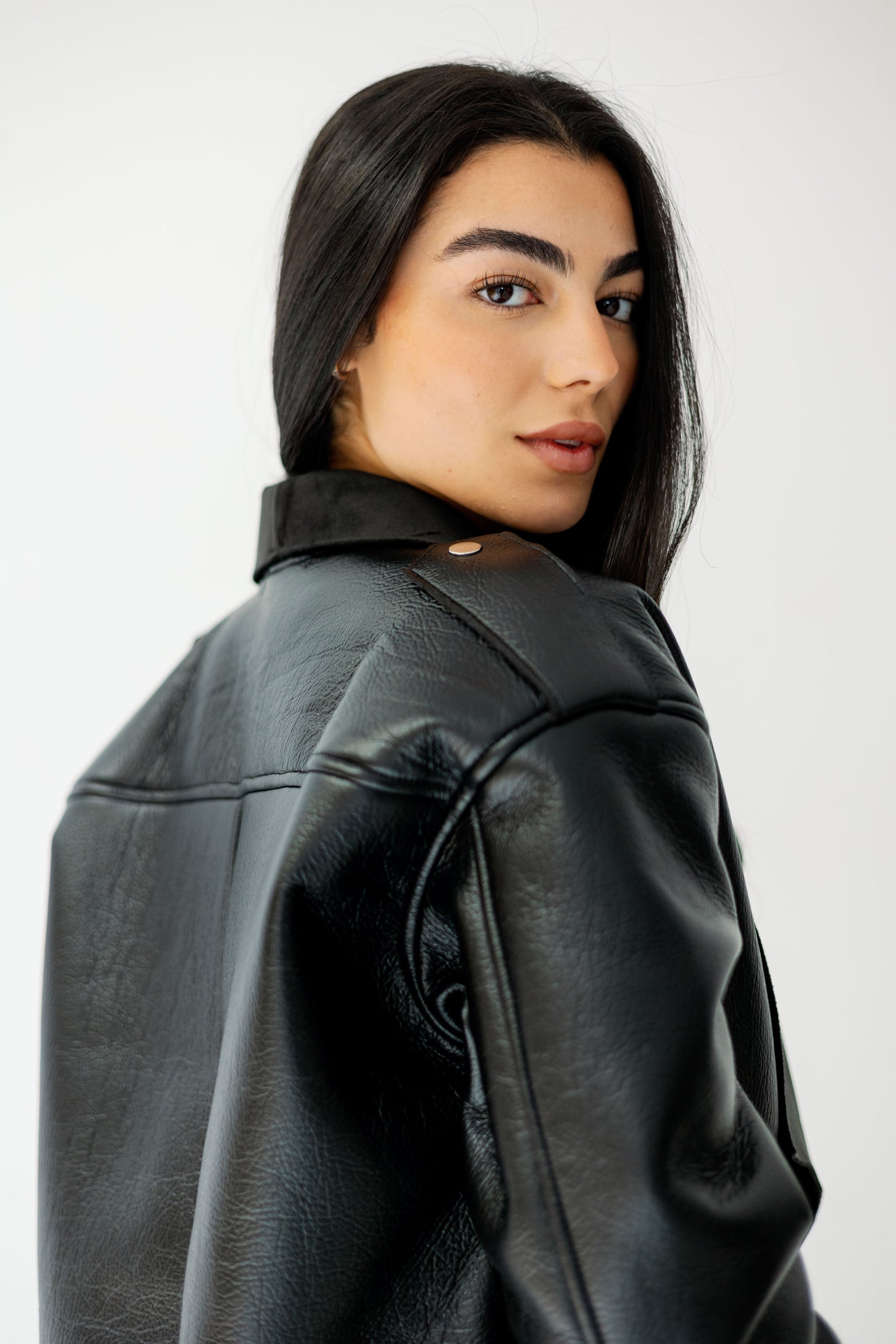 Suede Wrap Leather Jacket In Black