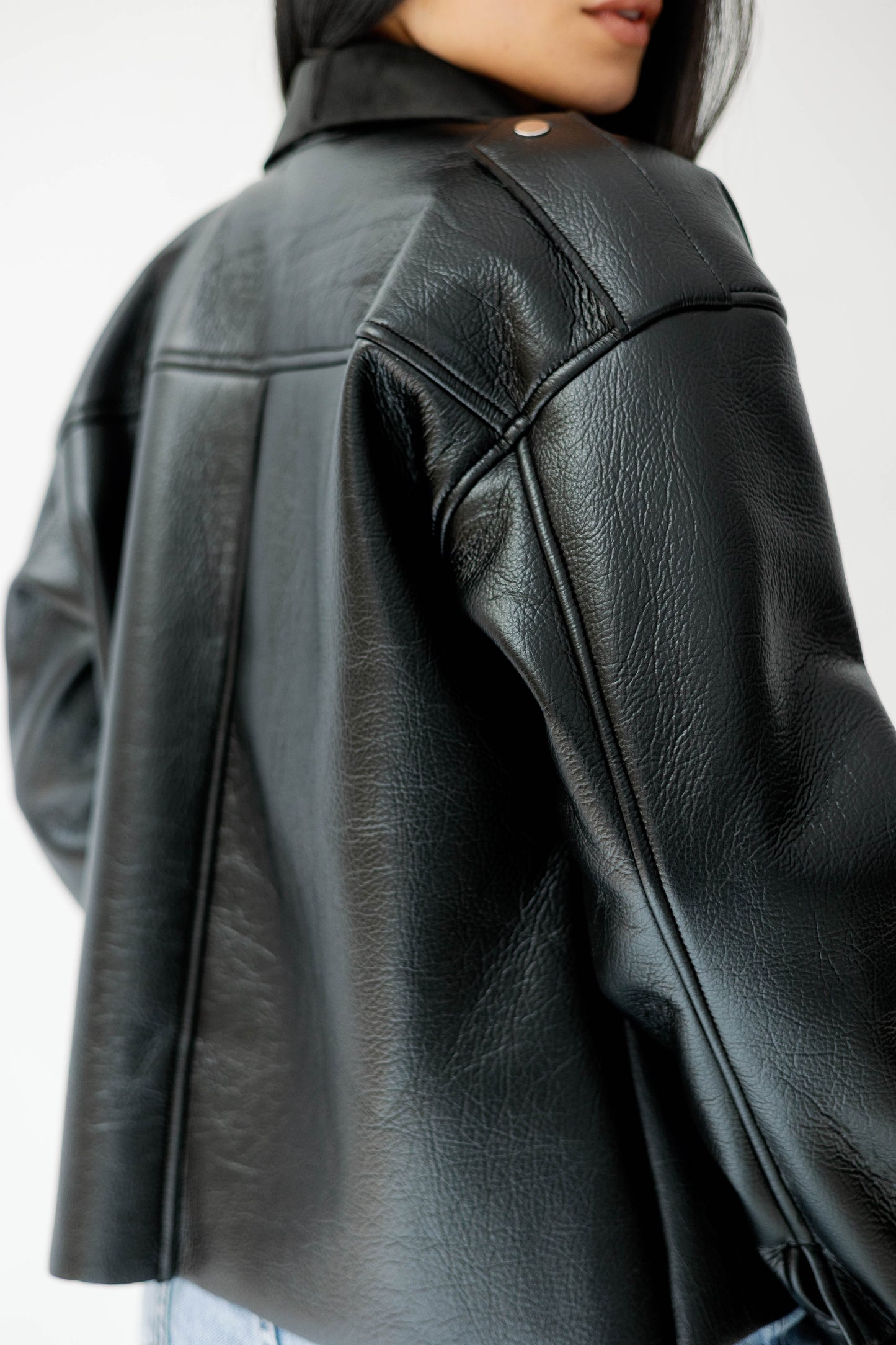 Suede Wrap Leather Jacket In Black