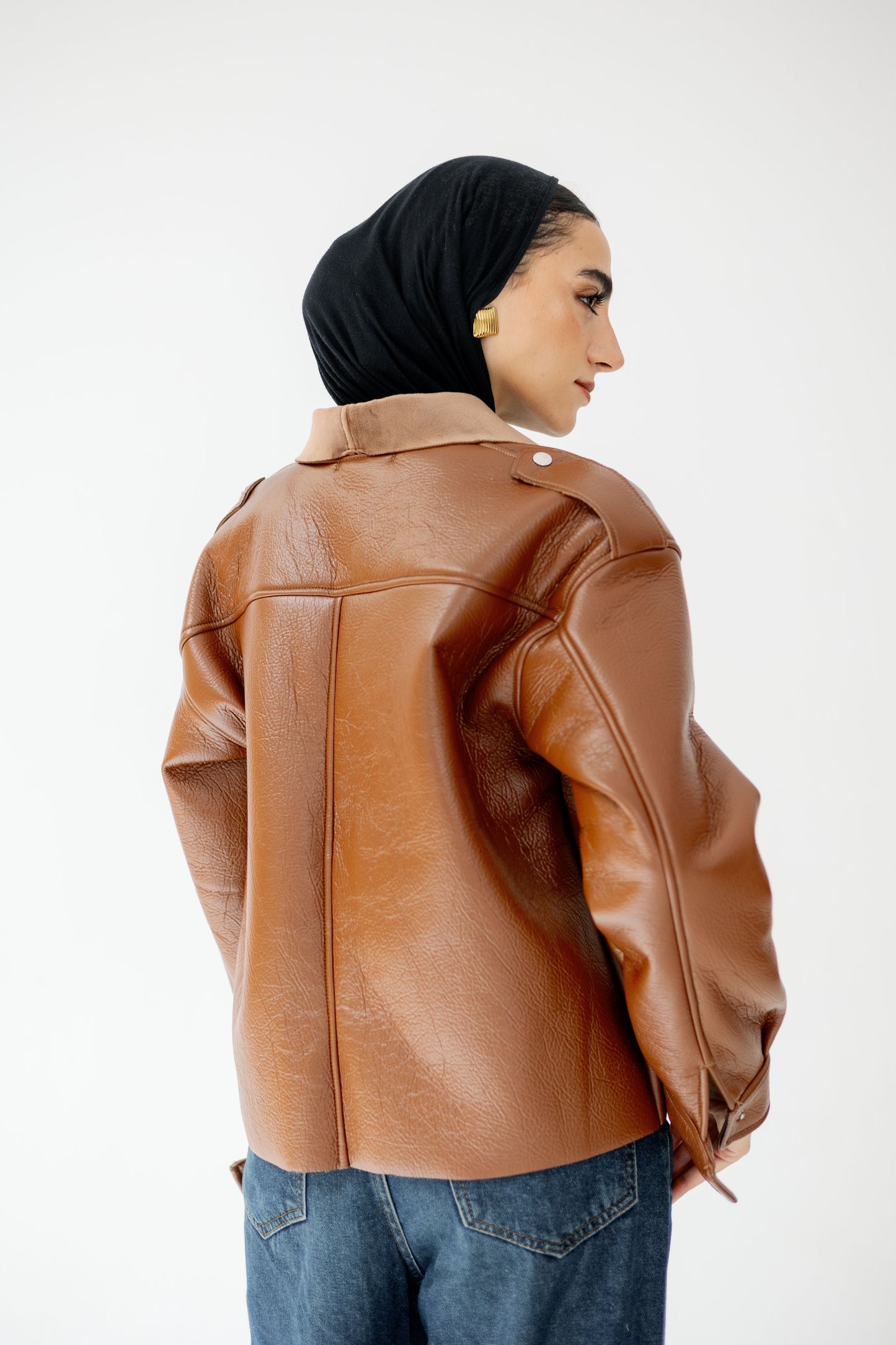 Suede Wrap Leather Jacket In Camel