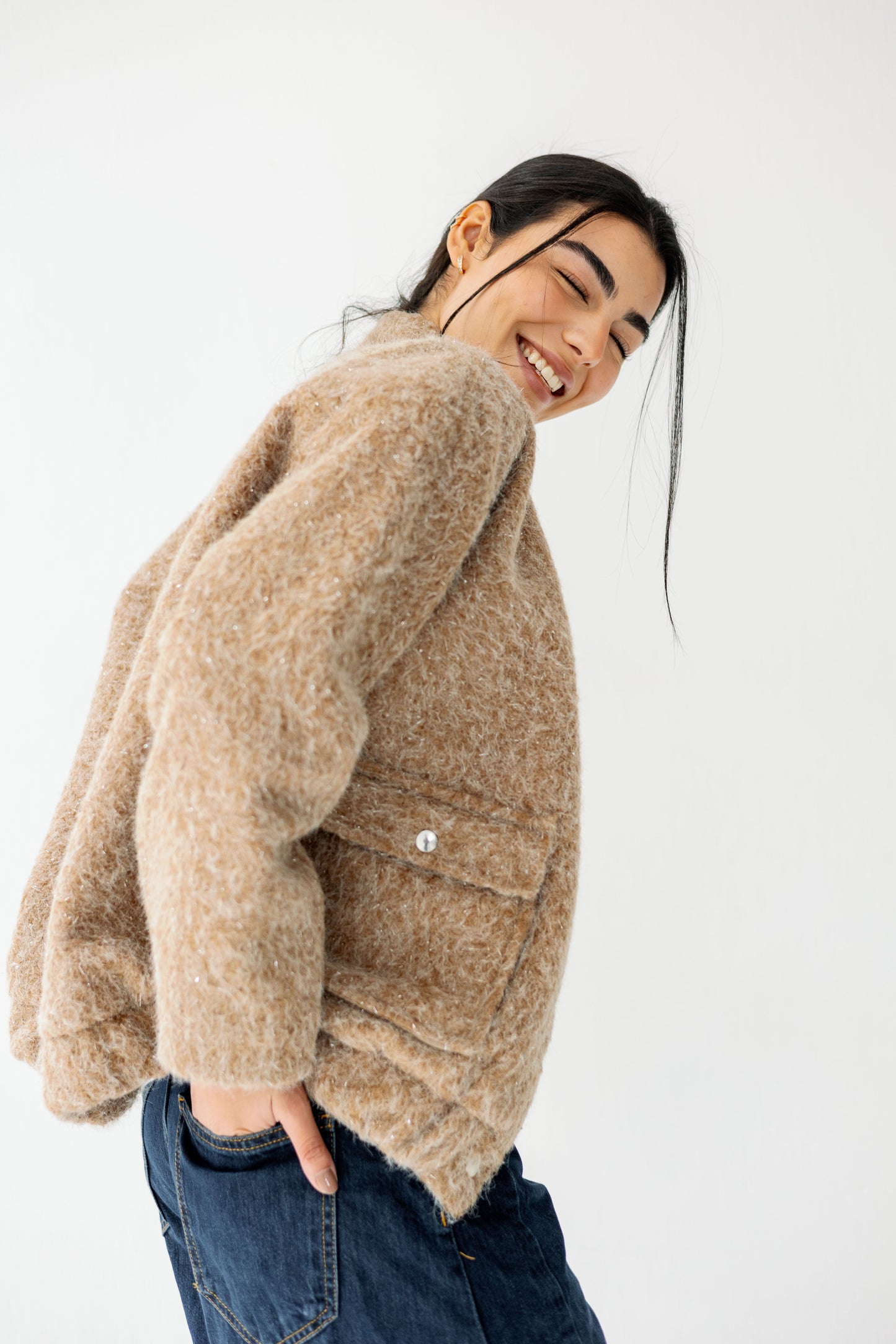 The Luxe Teddy Bouclé in caramel