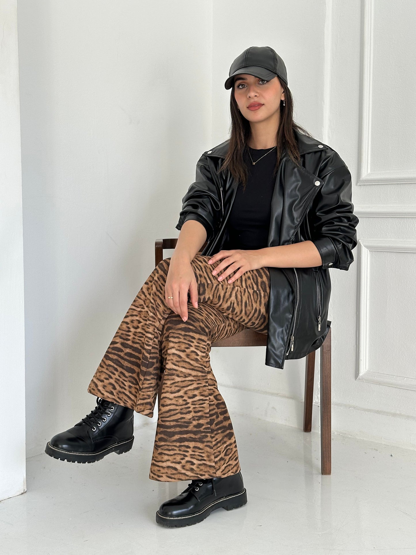 Leopard suede pants