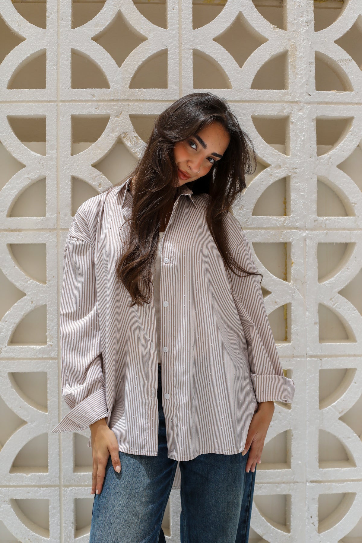 Stardust stripe shirt in beige