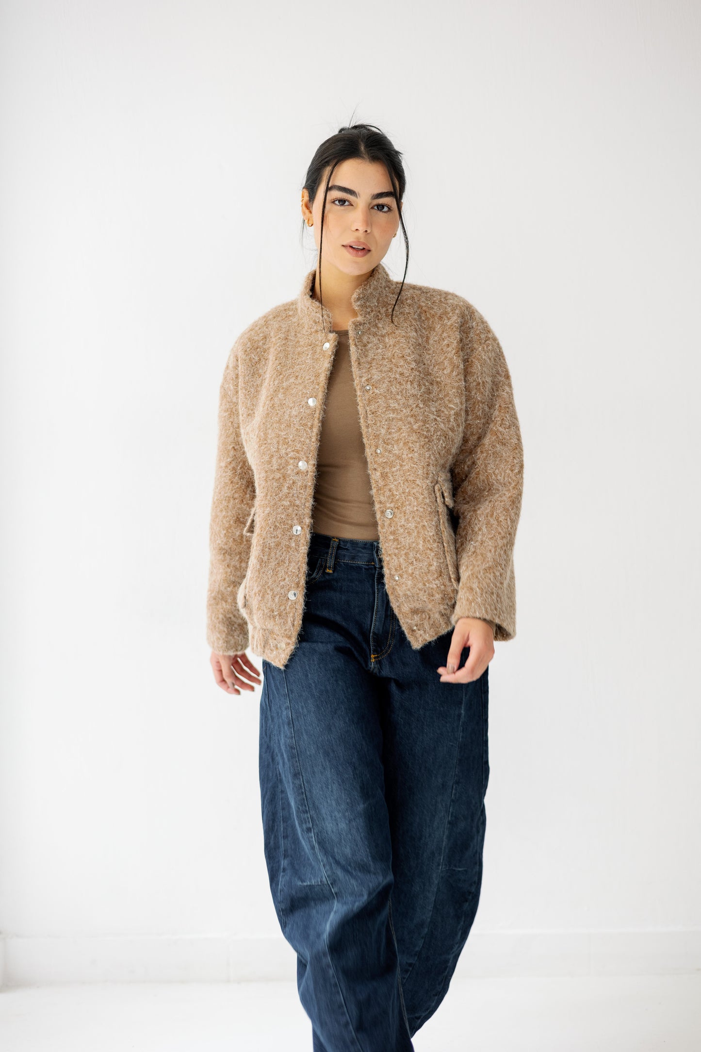 The Luxe Teddy Bouclé in caramel