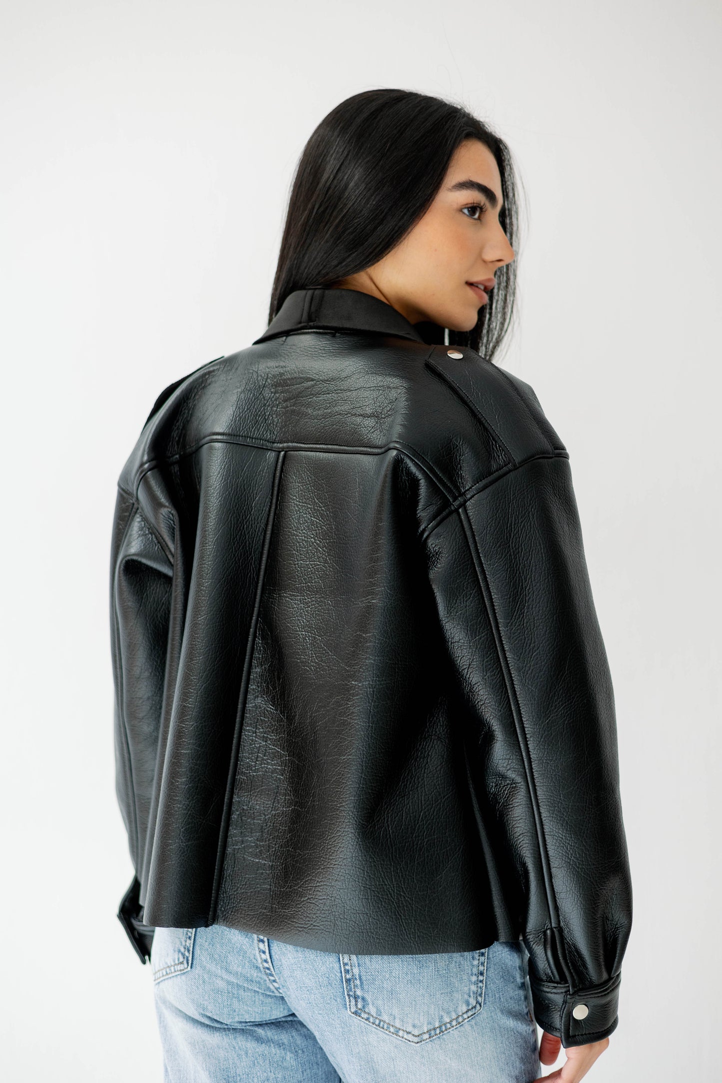 Suede Wrap Leather Jacket In Black