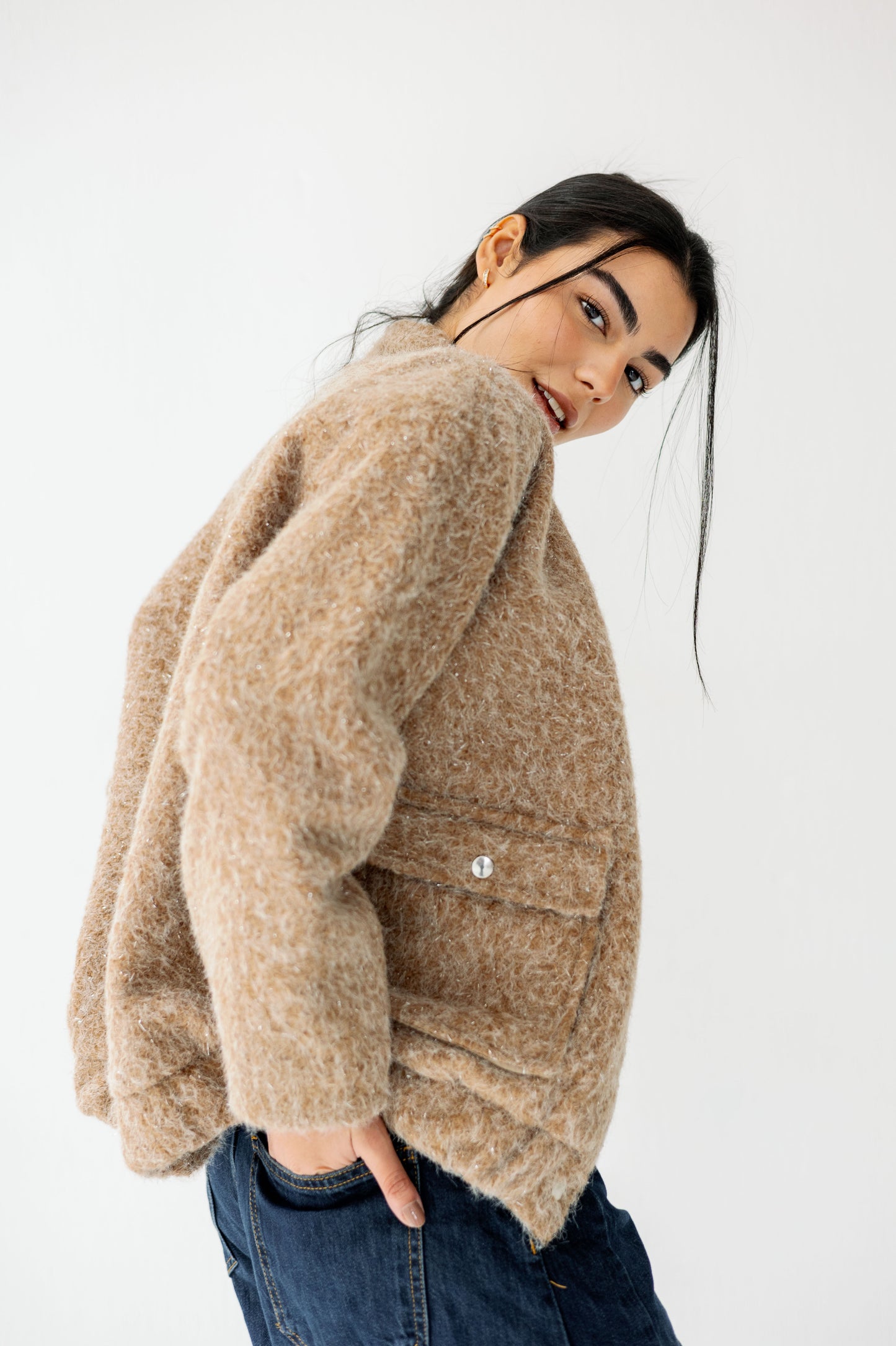 The Luxe Teddy Bouclé in caramel