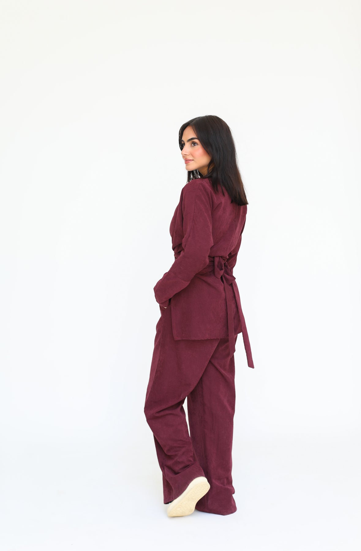 The wrap set in burgundy