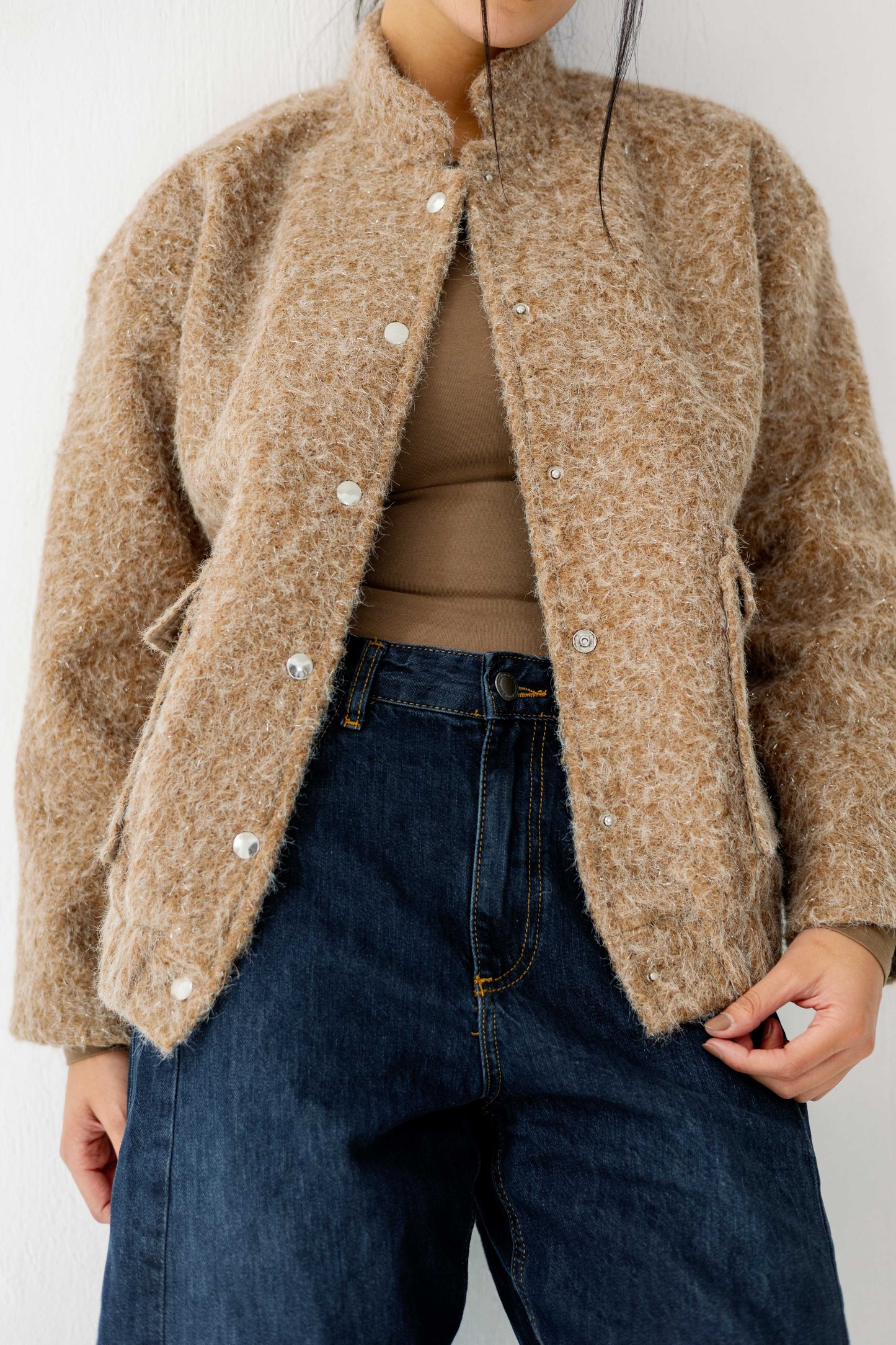 The Luxe Teddy Bouclé in caramel