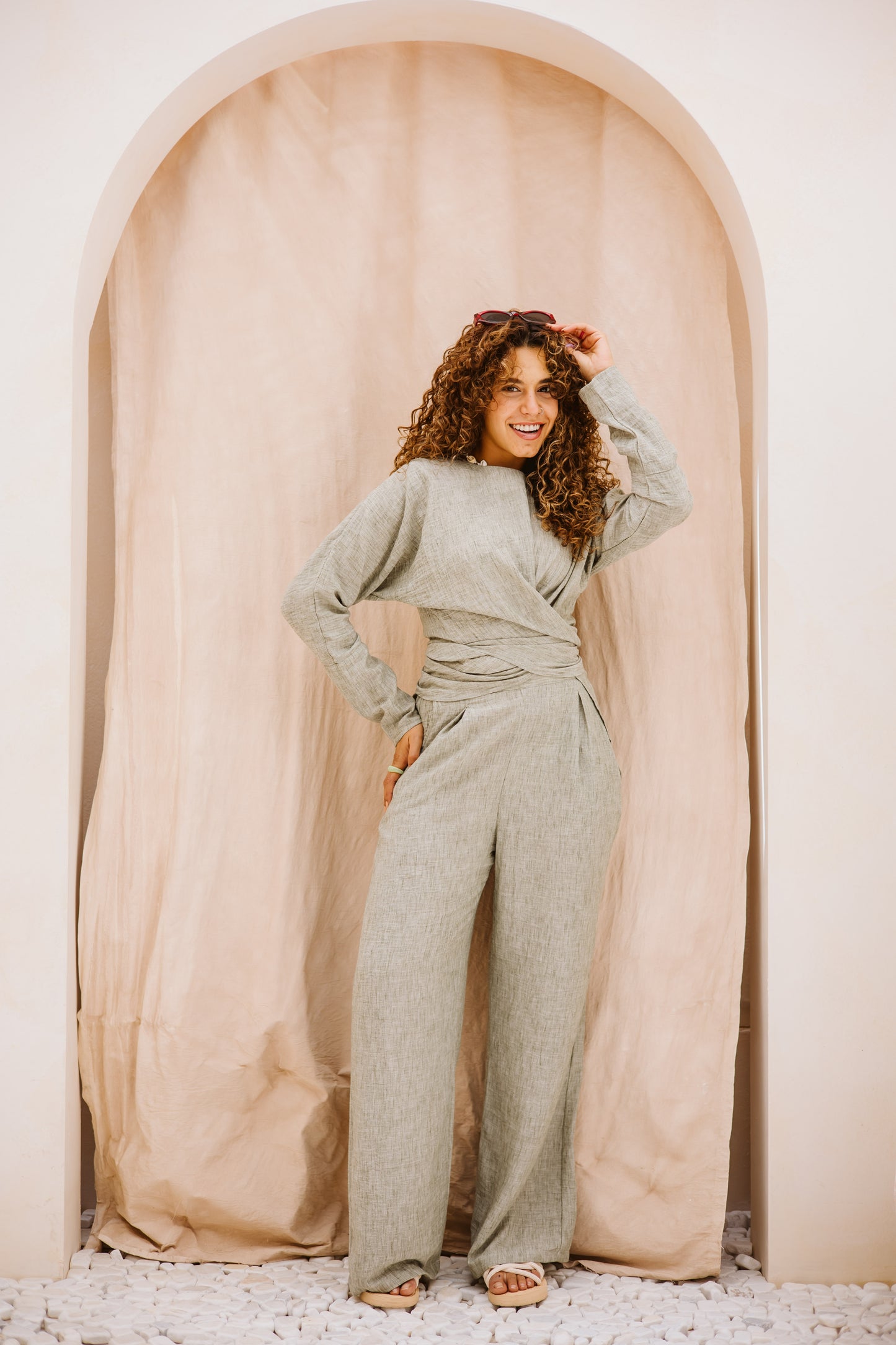 Linen wrap set in Mint