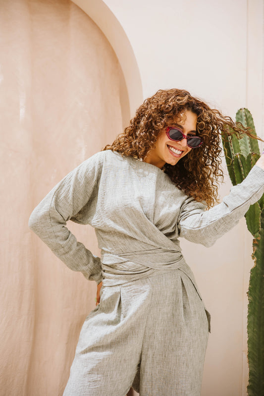 Linen wrap set in Mint